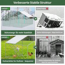 3x4x2m Outdoor   With Security Lock And Waterproof PE Tarp, Metal Run For , Rabbits, And Other Small Animals - Silver - View 8