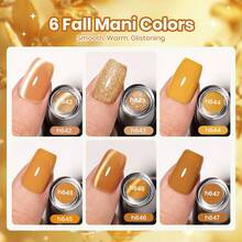 Beetles 6 Colors Cat Eye Gel Polish Set, Fall Retro Honey Gold Glitter, Mustard Yellow Amber Brown Shimmer Magnetic Effects, Soak Off UV LED Nail Art For DIY Manicure - 6色復古蜂蜜金閃粉貓眼 - 查看 4