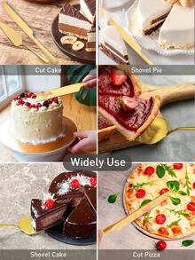 2pcs Stainless Steel Cake Server, Bread Knife, Dessert Knife, Dessert Spreader, Pizza Cutter, Cake Knife Baking Utensil Set, Suitable For Pizza, Cake, Pie, Bread, Ideal For Restaurant, Wedding, Birthday Party, Anniversary, Party, Kitchen Baking Tools - Multicolor - View 11