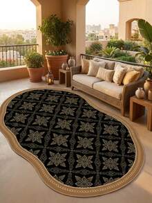 1PC European & American Modern Luxury Classical Geometric Floral Plant Element - Soft Faux Cashmere Area Rug, Bathroom, Kitchen, Entryway, Hallway, Bedside, Living Room, Bedroom, Etc., All-Season Machine Washable Asymmetrical Large Size Floor Mat, Aesthetic Home Decor - Multicolor - View 2