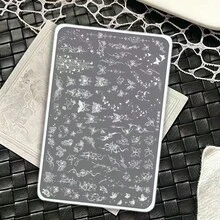 1PC Silver Square Starlight Butterfly Nail Art Stamping Plate, Star Moon Vine Butterfly Pattern Transfer Template, DIY Nail Art Pattern Engraving Steel Plate, Fine Line Pattern Clear Engraving Resistant To Breaking, Multiple Butterfly Pattern Styles For Free Combination And Matching, Suitable For School Nail Salon Practice, Christmas Atmosphere Nail Art Creation, Halloween Dark Butterfly Nail Art Styling, Short Video Promotion - Multicolor - View 6