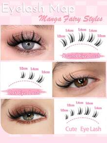 YIDUO Manga Fairy Eyelash Extension Kit, All-In-One DIY Single Cluster Lashes With Cat Eye Strip Lashes, Lower Lashes, Waterproof Eyelash Glue And Sealer, Tweezers, Natural Lightweight Faux Mink False Eyelash Set, Suitable For Home And Salon - Multicolor - View 3