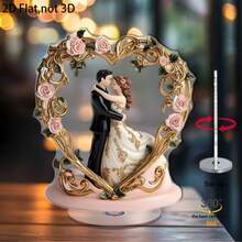 1pc European Style Heart Rose Acrylic Ornament With 360° Rotating Base, Wedding Room Desktop Decor, Newlywed Gift, Marriage Anniversary Decorative Craft - A - View 2
