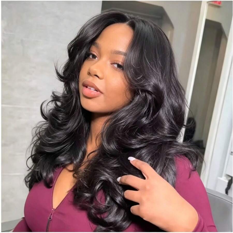 Peluca Frontal de Encaje HD 13x6 con Ondas Brasileñas, Pelucas de Cabello Humano con Encaje Frontal Transparente 13x4 para Mujeres, Línea de Cabello Natural Pre-arrancada, Nudos Decolorados, Cabello Virgen Sin Procesar, Densidad 200, Suave y Elástica, Peluca para Uso Diario - Natural Black - Ver 1