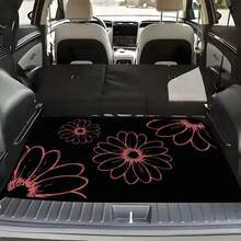 1pc Car Trunk Mat - Fashionable Crystal Velvet Design, Pink Sunflower Pattern, Suitable For SUV And Sedan, Keep Your Vehicle Clean And Tidy, Car Interior Accessories |Minimalist Design|Exquisite Appearance - Sunflower - View 4