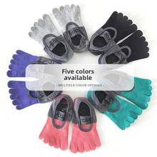 Open Back Strap Non‑Slip Pilates Socks With PVC Silicone Grips, Lightweight Breathable Split Toe Socks For Yoga Pilates Ballet Dance Home Workout, Multiple Colors, Anti‑Slip Toe Socks For Indoor Fitness, Improve Balance & Stability On Smooth Floors - Multicolor - View 6