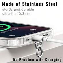 20pcs Ultra-Thin Stainless Steel Universal Phone Lanyard Plates, Metal Card Holder Lanyard Pads - A - View 2
