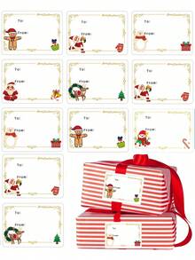 120pcs Christmas Gift Labels Stickers, Writable Self-Adhesive Multi-Purpose Holiday Decorative Labels, Suitable For Holiday Gift Wrapping, Daily General Use Self-Adhesive Labels - Multicolor - View 8