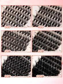 Waloshow Clusters Dense 8D Fluffy Manga Style Anime Feel Eyelash Extensions 10-18MM Cluster Eyelash Extensions, D Curl Single Eyelashes, Reusable, Suitable For Beginners-30D/100D - D - View 7