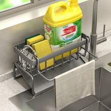 Kitchen Sink Sponge Holder, Dish Sponge Rack, Kitchen Storage Rack With Dishcloth Holder And Self-Draining Tray, Suitable For Countertop Use, With Soap Dispenser Storage; Suitable For Kitchen, Bathroom, Dormitory, Etc.; Kitchen Supplies - Multicolor - View 7