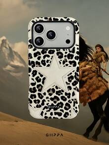 GIIPPA 1pc Leopard Print Base With White Star Pattern Design, Phone 17 Pro Max Phone Case, Compatible With Phone 16 Pro Max, 15 Pro Max, 14 Pro Max, Korean High-End Fashion Fun Phone Case, Compatible With 11/12/13/14/15/16 Pro Max Plus, Elegant Design Suitable For Men And Women, Perfect Gift For Girlfriend On Christmas, Valentine's Day, Easter, Wedding Season And Birthday! - White - View 8
