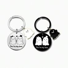 2 buah Gantungan Kunci Pasangan Hantu "You're My Boo", Gantungan Kunci Pasangan Halloween dari Baja Tahan Karat, Hiasan Tas - Beraneka warna - View 1