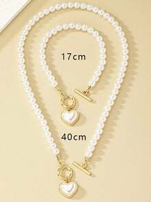 2pcs/Set Fashion Bohemian Style Acrylic Beads Pendant Bracelet & Necklace Set, Suitable For Women's Daily, Vacation And Party Wear - White - View 6