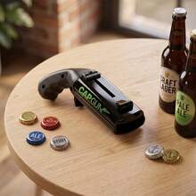 Cap Gun Bottle Opener With Shooting Fun, Practical Tool For World Cup Viewing Party, Game Day Tailgating, Camping, Gag Gifts Beer Bottle Opener For Soccer Fans - Black - View 2