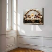 La Última Cena - Arte de pared con impresiones en lienzo enmarcado de Jesús y Discípulos, cuadro de pintura religiosa cristiana para sala de estar, iglesia, oficina, decoración de pared bíblica - 111 - Ver 6