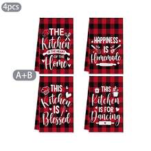 1pc Red Buffalo Plaid Kitchen Theme Hand Towel, - Durable Polyester Fabric, Suitable For Daily Use, Party, Home Decor, Theme Party And Gathering Decoration Towel - Multicolor - View 13