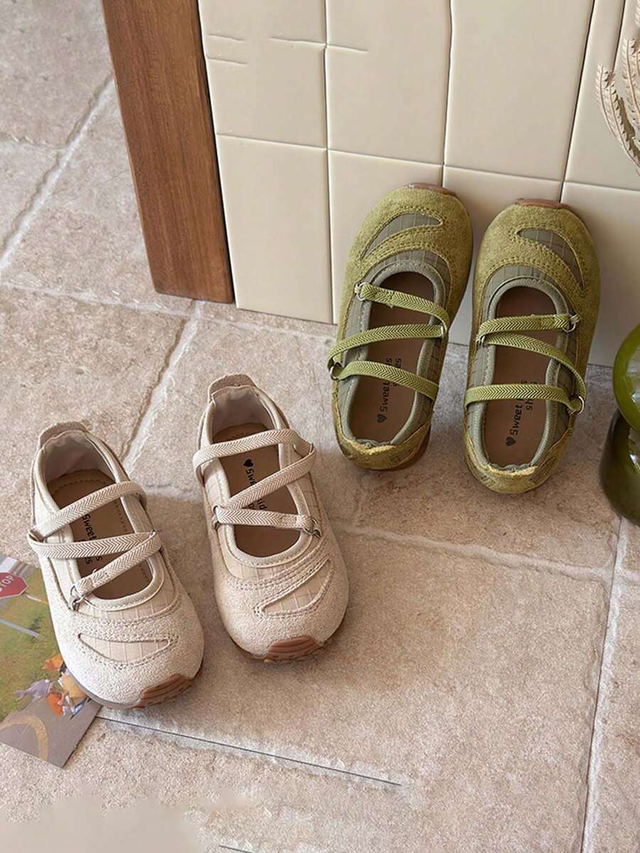 1 Pair Girls Flat Shoes, Anti-Slip Breathable Toddler Walking Shoes, Sports Children Student Shoes, Suitable For Spring, Summer, Autumn - Green - View 1