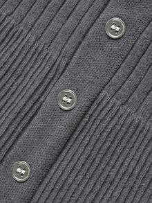 DONICY Cardigan Rajut Pendek Wanita Warna Abu-abu Muda dengan Kerah Bulat dan Kancing Tunggal, Lengan Panjang Ramping, Jaket Sweater Lapisan Dasar untuk Pemakaian Sehari-hari di Musim Semi dan Gugur - Grey - View 5