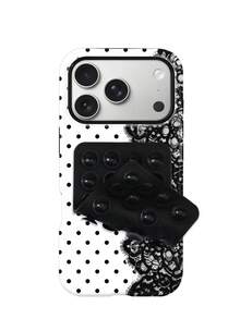 Koolife Lace Print Phone Case, Smooth Hard Shell Design, Made Of TPU And Printed Material, Scratch-Resistant Durable Shockproof, Compatible With IPhone 11/12/13/14/15/16/17/18 Series (Including Pro And Pro Max Versions), Great Gift Choice - Black and White - View 1