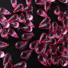 50g Perles en goutte d'eau acrylique charmantes avec trou horizontal 8*17MM, perles de rideau transparentes, perles libres en cristal PET pour décoration de luminaire pendentif, accessoires de matériel fait main, convient aux hommes et femmes pour le port quotidien et les cadeaux de fête - Multicolore - Voir 6