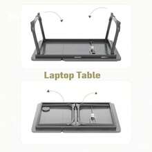 Foldable Laptop Bed Table, Height Adjustable Laptop Desk, Notebook Desk, Reading Book Holder, Gaming Table, Folding Portable Computer Table With Cup Holder For Living Room, Bedroom, Sofa, Terrace, Small Space, Comfortable Work And Relaxation - Black - View 4
