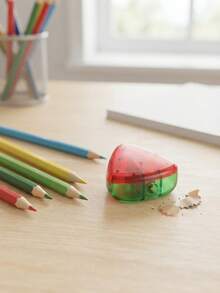 1pc Watermelon Shaped Creative Pencil Sharpener, Fruit Pencil Sharpener, Back To School Holiday Birthday Small Gift, School Office Essential Portable Stationery - A - View 2