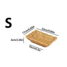 1pc Multifunctional Oval-Shaped Woven Storage Basket - Plastic Rattan Design, Suitable For Storing Fruits, Snacks, Utensils, Fresh Flowers And Miscellaneous Goods, Shelf Decor, Home Decor - Rectangular Lace - View 12