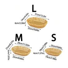 3 件/1 件手工编织藤条托盘，藤条水果篮零食拼盘储物托盘，零食盘，编织椭圆形浅盘，户外野餐盘，可重复使用的餐具，适用于早餐、饮料、咖啡、家居装饰和组织圣诞礼物 - 橢圓形 - 查看 8