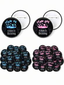 30pcs Gender Reveal Boy Girl Team Brooches, Halloween Button, Gender Reveal Pins, Ghost Pins, Baby Shower Badges, Halloween Decorations, Halloween Party Supplies, Baby Shower Supplies, Suitable For Gender Reveal Party Games And Baby Shower Decorations, Boy Girl Team Brooches - Multicolor - View 8