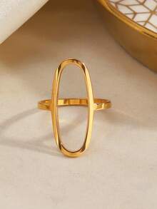2PCS/1PC Stainless Steel Minimalist Geometric Oval Rings Suitable For Women's Daily And Party Wear - Multicolor - View 5