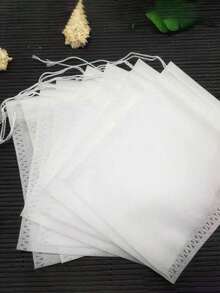 100/200pcs Drawstring Empty Tea Filter Bags, Disposable Drawstring Tea Bags, Suitable For Loose Leaf Tea, Spices, Coffee, Tea Utensils Kitchen Supplies - White - View 6