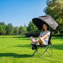 Universal Sun Umbrella Canopy, Quick Installation Design, Sturdy And Lightweight Folding Structure, Suitable For Beach Camping, BBQ, Fishing - Black - View 5