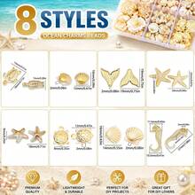 20-100pcs Gold Foil Seahorse, Sea Turtle, Shell, Starfish Acrylic Pendants For Jewelry Making DIY Handmade Necklace Bracelet Charm - Acrylic Ocean Pendant - View 6