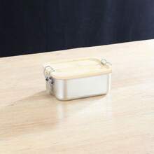 Stainless Steel Lunch Box With Bamboo Lid And Straight Buckle Design; Large Capacity Partitioned Lunch Box; Leak-Proof Structure; Suitable For Office Workers, Students, Outdoor Picnics, Travel, Office Dining, And Daily Use; Practical Item. - Silver - View 15