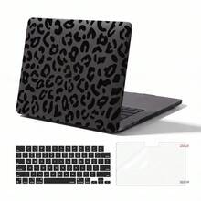 1pc Black-Grey Matte Leopard Print Neo Protective Case, Compatible With MacBook Air 15"/13" M5 Pro 16"/14", Hard PC Matte Split Design Neo Protective Case, Fashion Digital Accessory, Suitable For Office Workers And Back To School Season - View 1