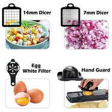 12-In-1 Multifunctional Food Chopper With 7-Blade Professional Onion Chopping Head, Large Capacity Food Storage Container, Vegetable Chopping, Salad Slicing, Pasta Cutting, Cheese Grating Functions, Hand Protection Anti-Scratch Design, Suitable For Potatoes, Carrots, Garlic And Other Fresh Fruits And Vegetables, All-In-One Kitchen Tool For Home Meal Prep And Light Salad Making, Easy To Disassemble And Wash, And Effortless Cooking Utensil For Beginners - Black - View 8
