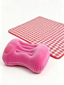 1 Set Bantal Pinggang Tiup + Matras Piknik Luar Ruangan, Kombinasi Serbaguna untuk Berkemah, Bepergian, dan Beristirahat Sambil Duduk Lama - MultiWarna - View 2