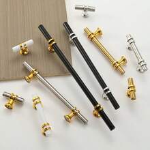 15pcs Drawer Cupboard Knob Furniture Wardrobe Handle Solid T Bar Kitchen Cabinet Hardware Black Gold Stainless Steel Furniture Drawer Knobs - Multicolor - View 3