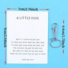 5pcs/10pcs 2D Flat Hollow Apple Keychain Set, With "A LITTLE HUG" Cards, Casual Keychain, Suitable For Giving To Family, Friends - Silver - View 3