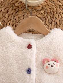 Autumn/Winter Baby Girls Cute Style Single Pocket Vest Outerwear - White - View 3