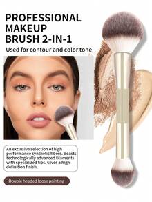ronshadow 2pcs Makeup Brushes With 3pcs Makeup Sponge Set, Gradient Soft Bristles Blush Powder Contour Brush, Beginner Face Makeup Tools - Multicolor - View 8
