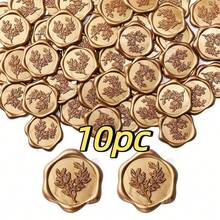 10/20/50pcs Self-Adhesive Wax Seal Stickers, Vintage Embossed Leaf Pattern Gold Envelope Seals, For Wedding Invitations, Gift Boxes, Party Packaging Decoration, Back To School Season - Multicolor - View 13