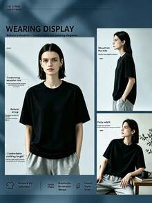 Artistic Retro-Print T-Shirt, Comfortable For Concert And Festival Outfits - 黑色 - 查看 4