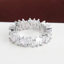 1pc Geometric Asymmetric Design Cubic Zirconia Inlaid Women's Ring Casual Gift - Multicolor - View 8