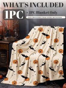 1pc Halloween Sofa Throw Blanket/Nap Blanket/Air Conditioning Room Flannel Blanket, Soft Comfortable Warm, Home Room Decor, Suitable For Living Room, Bedroom, Home, Dorm, All Season Use, Machine Washable, Autumn/Winter Decor, Gift For Girls - Multicolor - View 3