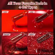 Beetles 20 Colors Red Cat Eye Gel Polish Set, Jelly Glitter & Solid Color Shimmer Magnetic Effects, Base Coat, Top Coat & Matte Top Coat, Soak Off UV LED Nail Art Manicure - 20色閃亮磁吸美甲膠套裝 - 查看 6