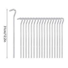 10Pcs High Strength Carbon Steel Hook Shaped Extended Tent Pegs Outdoor Camping Stakes For Garden Grass Various Terrains - Silver - View 8