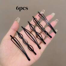 6/12pcs Casual Versatile Minimalist Black Hair Clips - Multicolor - View 9