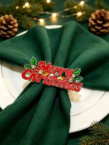 12pcs/6PCS/2PCS Christmas Painted Rhinestone Napkin Rings, Assorted Exquisite Christmas Napkin Rings, Christmas Home Party Table Decor Metal Napkin Rings, Christmas Restaurant Hotel Party Decor - Multicolor - View 13