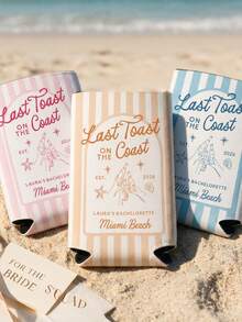 Custom Text Bachelorette Can Cooler, Personalized Coastal Last Toast Neoprene Can Sleeve, Beach Party Drink Holder For Bride Squad, Bridesmaid Gift For Bridal Shower, Pool Party And Girls Weekend - Multicolor - View 9